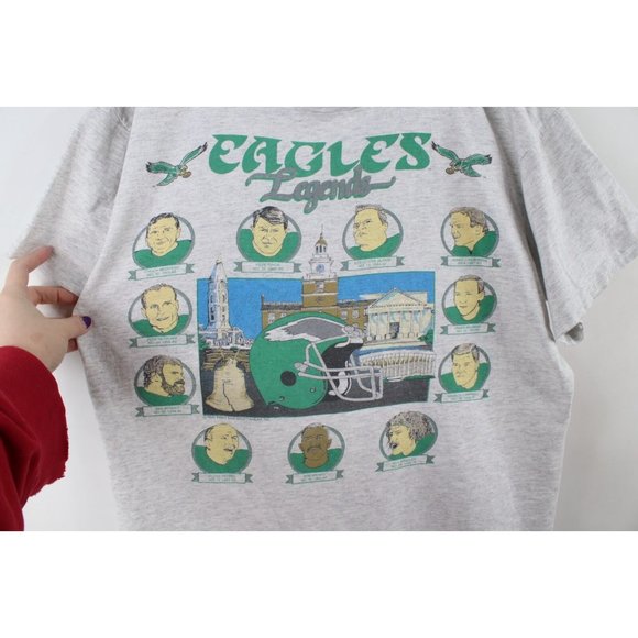 Vintage 90s Mens Large Philadelphia Eagles Football Legends T-Shirt Gray USA - Picture 4 of 13
